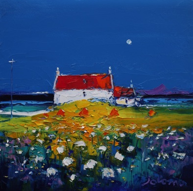 Summer moonlight and wee haystacks Isle of Tiree 12x12